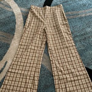 High waisted plaid wide leg pants